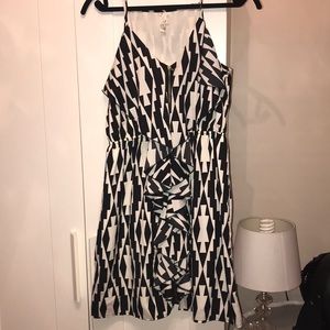 Geometric Print Black and White Mini Dress